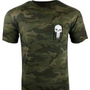 Howitzer Style Men's T-Shirt SKULL FREEDOM FLAG Black Camo Military Grunt Large